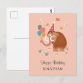 Happy Birthday Pet Cartoon Cute Mammoth Balloons Briefkaart (Voorkant / Achterkant)