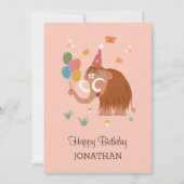 Happy Birthday Pet Cartoon Mammoth Balloons Kaart (Voorkant)