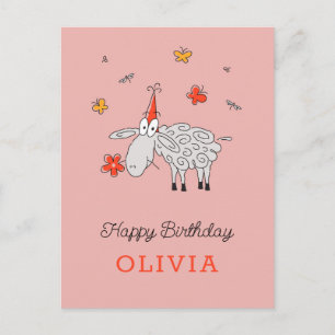 Happy Birthday Pet Schattigee Cartoon Lambkin Flow Briefkaart