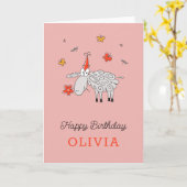 Happy Birthday Pet Schattigee Cartoon Schaapbloem Kaart (Gele Bloem)