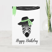 Happy Birthday pet zwart-wit zebra Kaart (Voorkant)