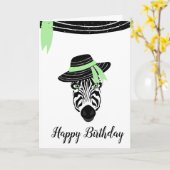 Happy Birthday pet zwart-wit zebra Kaart (Gele Bloem)