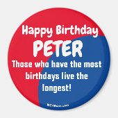 Happy Birthday PETER Red/blue magnet (Voorkant)