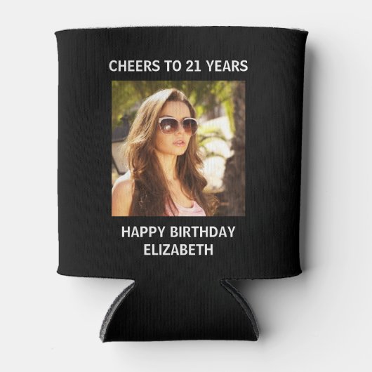 Happy Birthday Photo Black Blikjeskoeler (Voorkant)