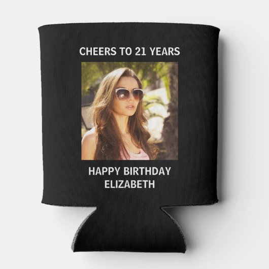 Happy Birthday Photo Black Blikjeskoeler (Achterkant)
