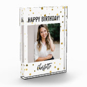 Happy Birthday Photo Block, aangepaste naam en fot Fotoblokken (Links)