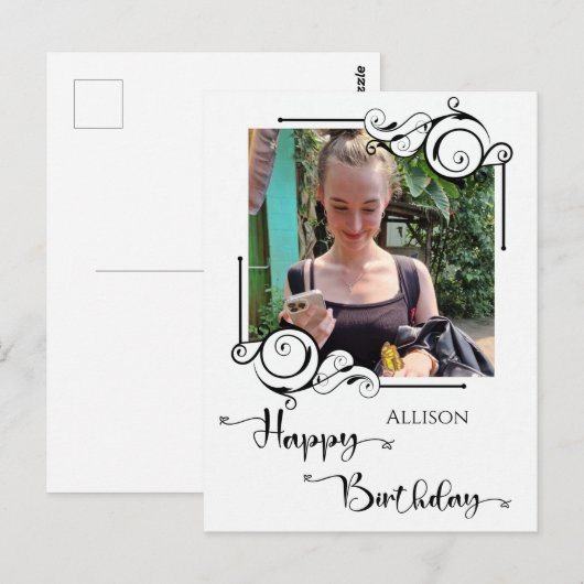 Happy Birthday Photo Briefkaart (Voorkant / Achterkant)