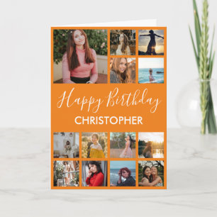 Happy Birthday Photo Collage 13 Foto's Sinaasappel Kaart