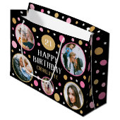 Happy Birthday Photo Collage Any Age 21st Pink Groot Cadeauzakje (Voorkant Gekanteld)