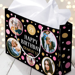 Happy Birthday Photo Collage Any Age 21st Pink Groot Cadeauzakje