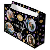 Happy Birthday Photo Collage Any Age 25th Purple Groot Cadeauzakje (Voorkant Gekanteld)
