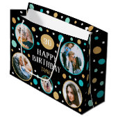 Happy Birthday Photo Collage Any Age 30th Teal Groot Cadeauzakje (Voorkant Gekanteld)