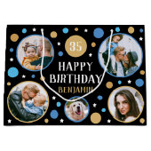 Happy Birthday Photo Collage Any Age 35th Blue Groot Cadeauzakje (Voorkant)