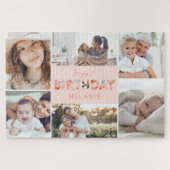 Happy Birthday Photo Collage & Floral Pattern Legpuzzel (Horizontaal)