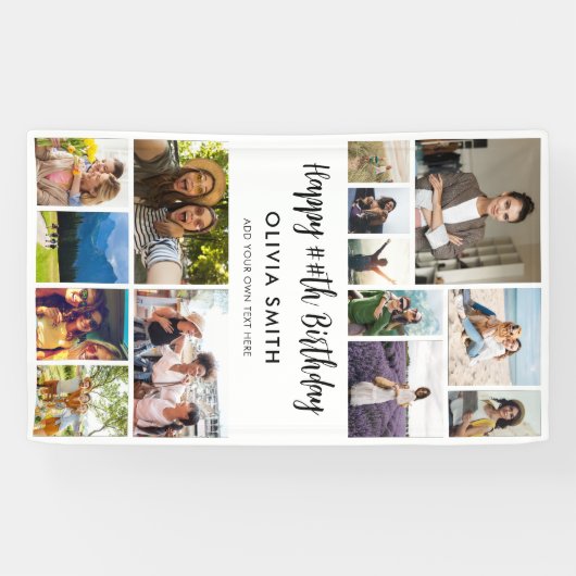 Happy Birthday Photo Collage Party Banner (Horizontaal)