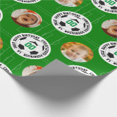 Happy Birthday Photo Collage Soccer Theme Custom Cadeaupapier (Hoek)