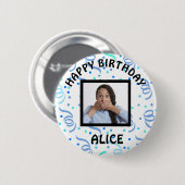 Happy Birthday Photo Confetti Ronde Button 5,7 Cm (Voorkant /achterkant)