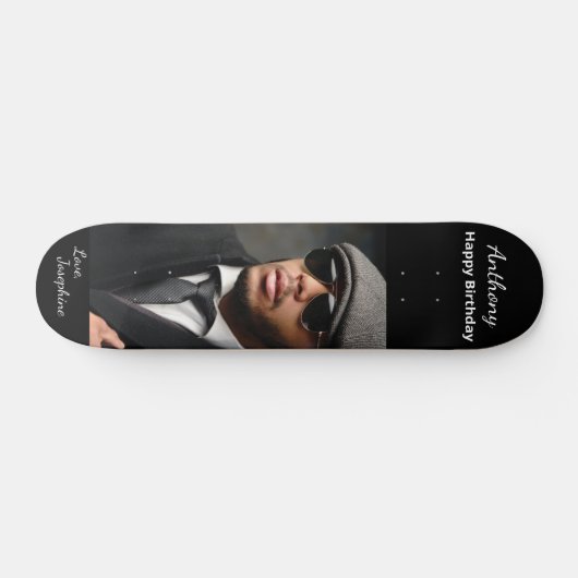 Happy Birthday Photo Custom Persoonlijk Skateboard (Horizontaal)