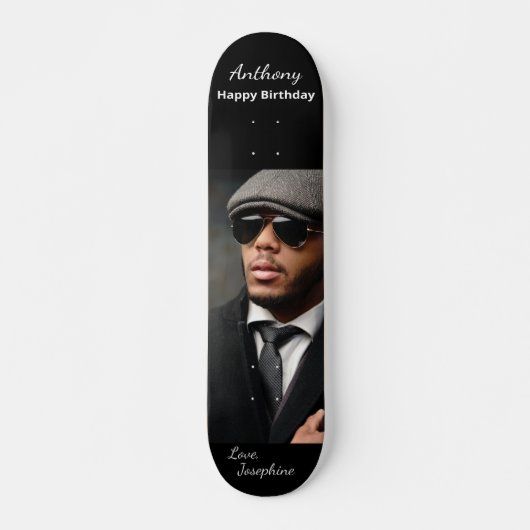 Happy Birthday Photo Custom Persoonlijk Skateboard (Voorkant)