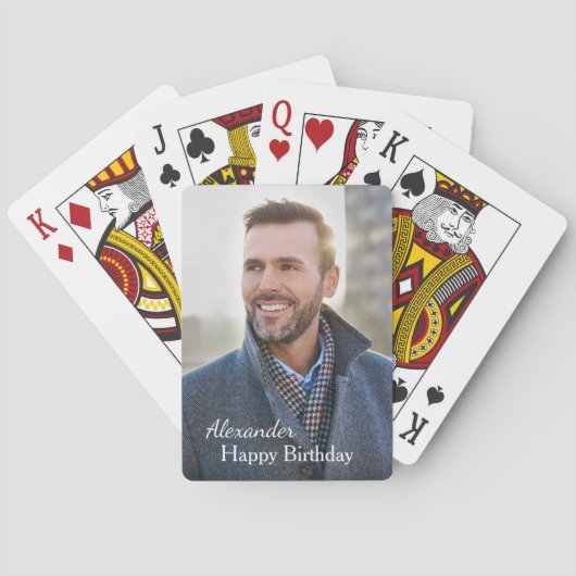 Happy Birthday Photo Custom Pokerkaarten (Achterkant)