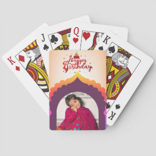 Happy Birthday Photo Deck Uniek gepersonaliseerd c Pokerkaarten