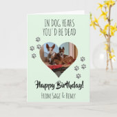 Happy Birthday Photo Dog Funny Dog Years Foto Kaart (Gele Bloem)