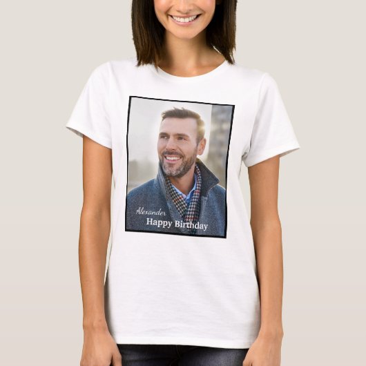 Happy Birthday Photo Name Text Custom T-shirt (Voorkant)