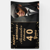 Happy Birthday Photo Party Event Gold Black - Aang Spandoek (Verticaal)