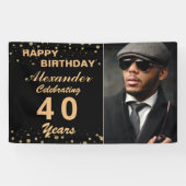 Happy Birthday Photo Party Event Gold Black - Aang Spandoek (Horizontaal)