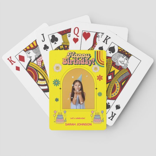 Happy Birthday Photo Pillow | Personalized Gift  Pokerkaarten (Achterkant)