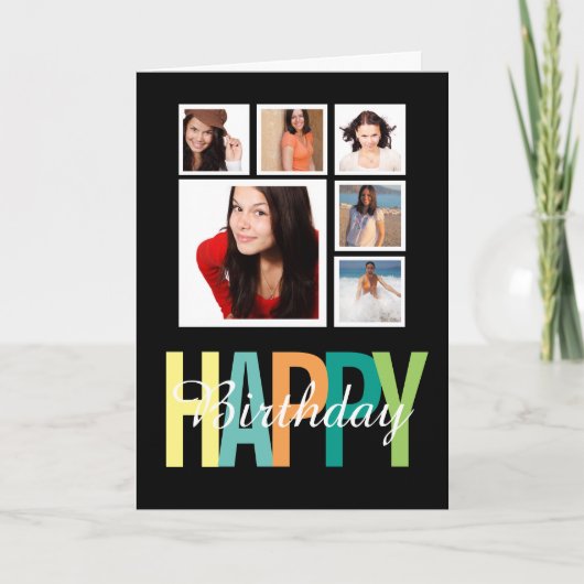 Happy Birthday Photo Template aangepast Kaart (Voorkant)