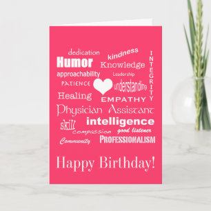 Happy Birthday/Physician Assistant Attributes/Pink Kaart