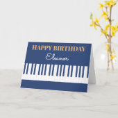 Happy Birthday Piano Keys Muzikaal Toetsenbord Muz Kaart (Gele Bloem)