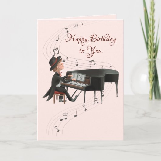 Happy Birthday Piano Man zingt naar zijn vrouw Kaart (Voorkant)