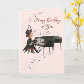 Happy Birthday Piano Man zingt naar zijn vrouw Kaart (Gele Bloem)