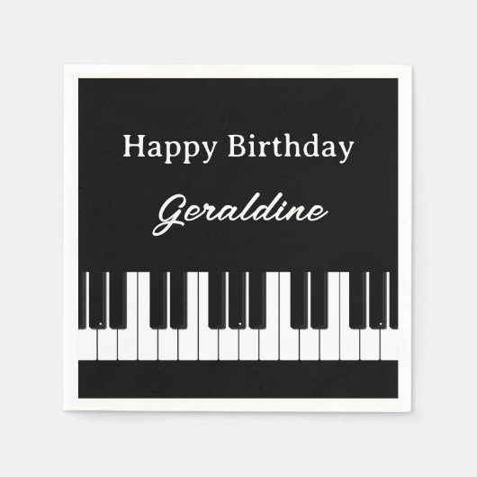 Happy Birthday Piano Player Personalised Servet (Voorkant)