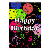 Happy Birthday Pickleball Balloons Confetti Black (Voorkant)