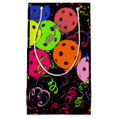 Happy Birthday Pickleball Balloons Confetti Black Klein Cadeauzakje (Voorkant)