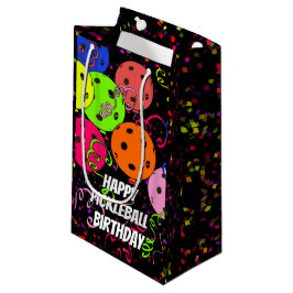 Happy Birthday Pickleball Balloons Confetti Black Klein Cadeauzakje