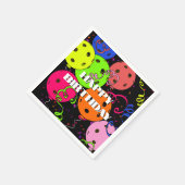 Happy Birthday Pickleball Balloons Confetti Black Servet (Hoek)
