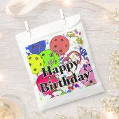 Happy Birthday Pickleball Balloons Confetti White Bedankzakje (Geknipt)