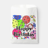 Happy Birthday Pickleball Balloons Confetti White Bedankzakje (Voorkant)