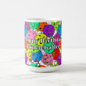 Happy Birthday Pickleball Balloons Confetti White Koffiemok (Center)