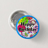Happy Birthday Pickleball Balloons Confetti White Ronde Button 3,2 Cm (Voorkant /achterkant)