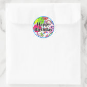 Happy Birthday Pickleball Balloons Confetti White Ronde Sticker (Tas)