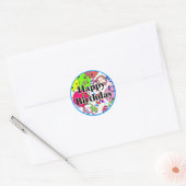 Happy Birthday Pickleball Balloons Confetti White Ronde Sticker (Envelop)