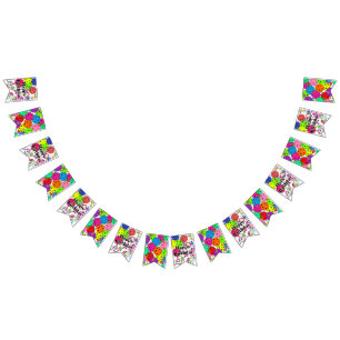 Happy Birthday Pickleball Balloons Confetti White Vlaggetjes