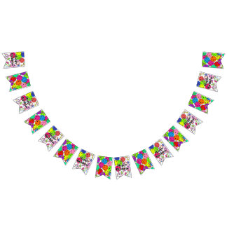 Happy Birthday Pickleball Balloons Confetti White Vlaggetjes