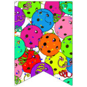 Happy Birthday Pickleball Balloons Confetti White Vlaggetjes (Tweede vlag)