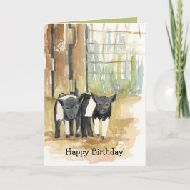 Happy Birthday Pigs Barnyard Farm Animals Kaart